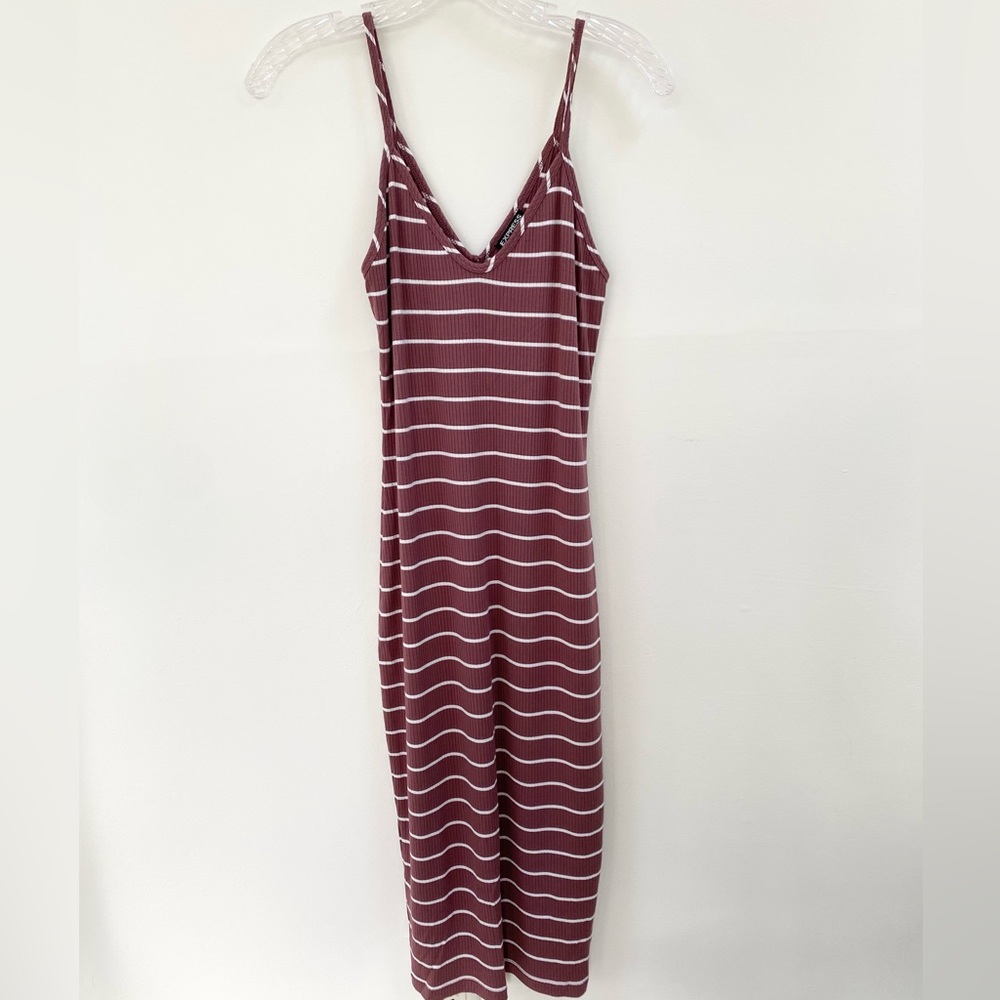 Express striped, long fitted dress - size Small